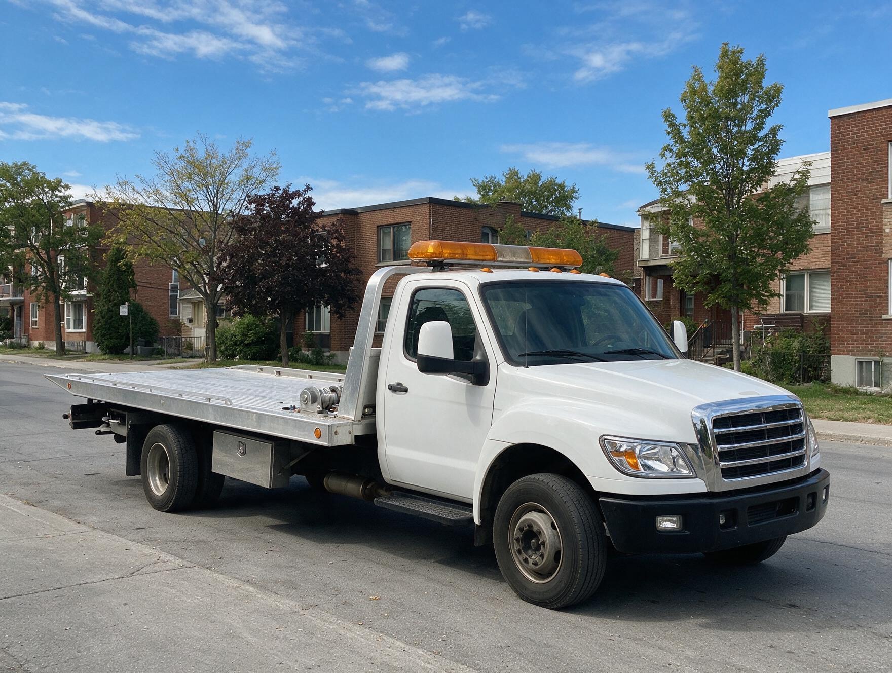 A2B flatbed truck ready to respond