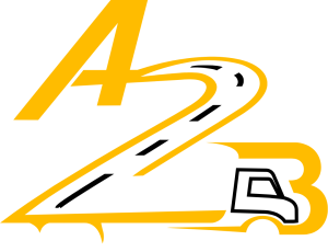 Brand logo featuring a large yellow A, a white looping road forming the number 2, and a truck silhouette forming the B.
